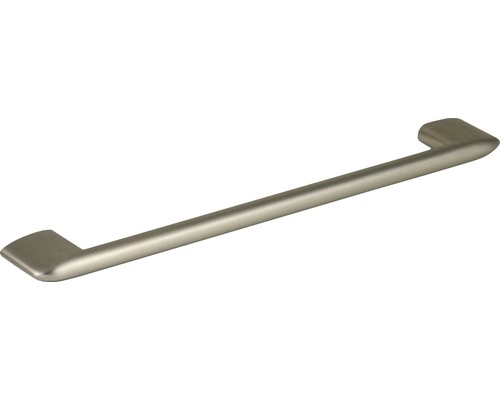 Poignée de meuble métal/zamac finition acier inoxydable, distance entre les trous 128 mm, Lxlxh 138x10x34 mm, poignée barre