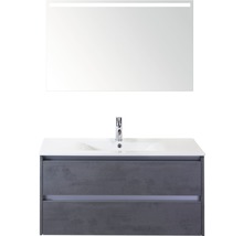 Badezimmermöbel-Set mit Waschtischunterschrank, Waschbecken und Spiegel mit Beleuchtung