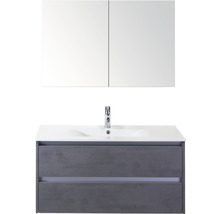 Badmöbel-Set Sanox Dante BxHxT 101 x 170 x 46 cm Frontfarbe beton anthrazit mit Waschtisch Keramik weiß