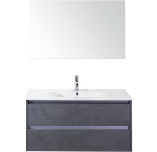 Ensemble de salle de bains avec meuble sous-lavabo, lavabo et miroir