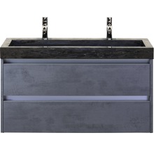Naturstein Doppelwaschbecken mit Unterschrank Sanox DANTE BxHxT 101x58x45.5 cm Frontfarbe beton anthrazit 81706941