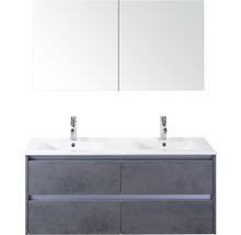 Badmöbel-Set Sanox Dante BxHxT 121 x 170 x 46 cm Frontfarbe beton anthrazit mit Waschtisch Keramik weiß