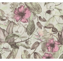 Papier peint à motif floral de feuilles et de fleurs