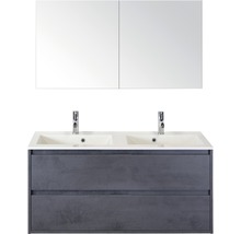 Badmöbelset 3-teilig Doppelbadmöbel Sanox Porto BxHxT 121 x 170 x 51 cm Frontfarbe beton anthrazit mit Waschtisch Mineralguss weiß 84730841