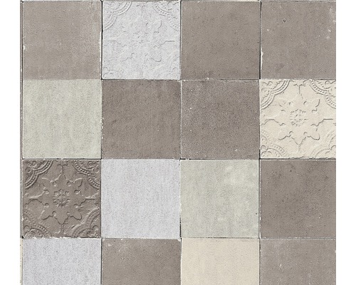 Vliestapete 37406-3 New Walls Rechteck Fliese Muster aus quadratischen Fliesen mit geometrischen und floralen Mustern