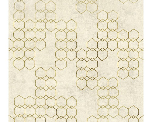 Papier peint intissé 37424-2 New Walls Graphique crème Papier peint avec motif géométrique d''hexagones