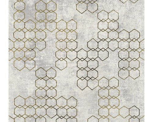 Vliestapete 37424-4 New Walls Grafik hellgrau Tapete mit sechseckigem Muster