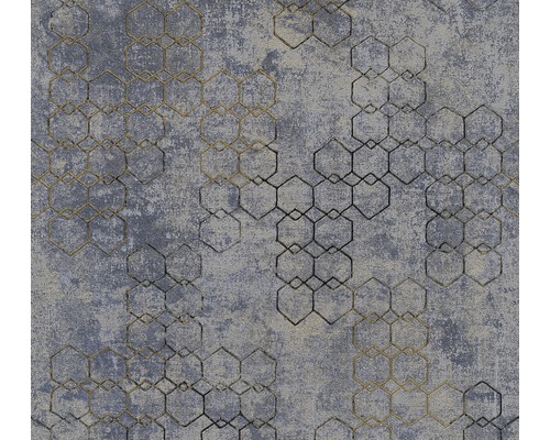 Vliestapete 37424-5 New Walls Grafik blaugrau Tapete mit sechseckigem Muster