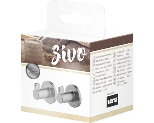 Verpackung mit zwei graphitfarbenen Handtuchhaken