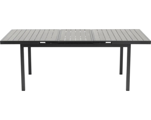 Ausziehbarer Gartentisch mit Metallgestell und geriffeltem Tischblatt