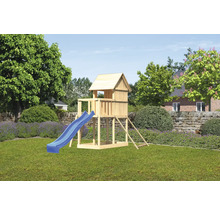 Tour de jeux avec toboggan dans le jardin