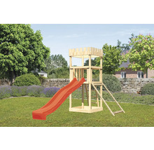 Tour de jeux avec toboggan et échelle dans le jardin