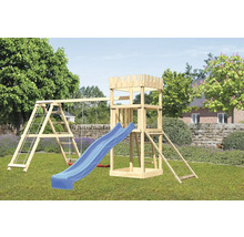 Spielplatz mit Schaukel, Rutsche und Turm aus Holz für den Garten