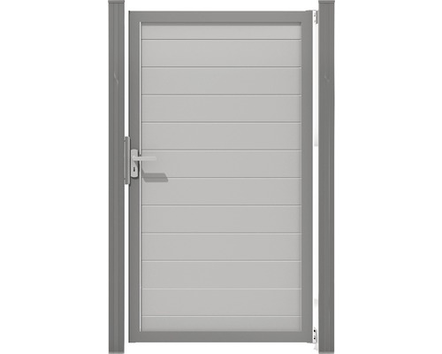 Portillon simple GroJa Lumino tirant universel prémonté sans poteaux cadre argent 100 x 180 cm gris argent