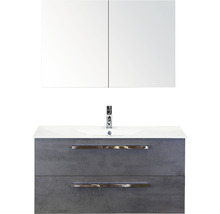 Badmöbelset mit Spiegelschrank, Waschbecken und Unterschrank mit zwei Schubladen
