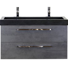 Naturstein Doppelwaschbecken mit Unterschrank Sanox SEVILLE BxHxT 101x58x45.5 cm Frontfarbe beton anthrazit 81702941