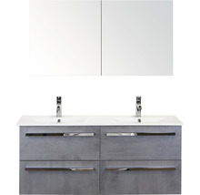 Badmöbel-Set Sanox Seville BxHxT 121 x 170 x 46 cm Frontfarbe beton anthrazit mit Waschtisch Keramik weiß