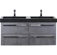 Naturstein Doppelwaschbecken mit Unterschrank Sanox SEVILLE BxHxT 121x58x45.5 cm Frontfarbe beton anthrazit 81703341