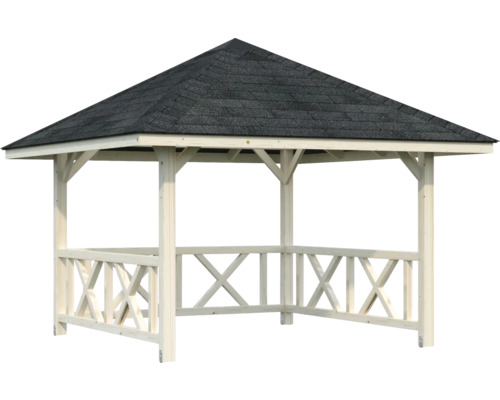 Pavillon Palmako Bianca 8,3 m² Set 1 inkl. Brüstung 300 x 300 cm tauchgrundiert natur