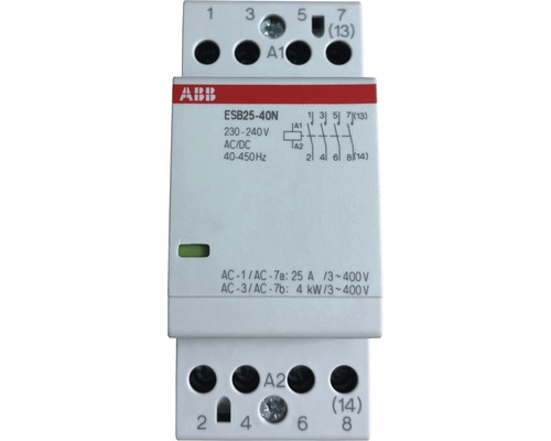 Contacteur d'installation ABB ESB25-40N 25A 240V 4 pôles silencieux-0