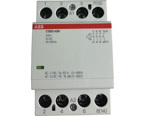 Contacteur d'installation ABB ESB63-40N 63A 230V 4 pôles silencieux Logo ABB, contacteur ESB63-40N