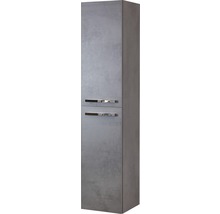 Grauer Badezimmer Hochschrank mit zwei Türen und Griffen.