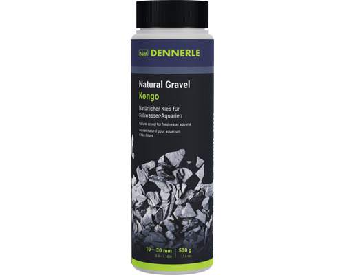 Gravier pour aquarium Natural Gravel Kongo Dennerle 10 - 30 mm noir 0,500 kg Aquascaping