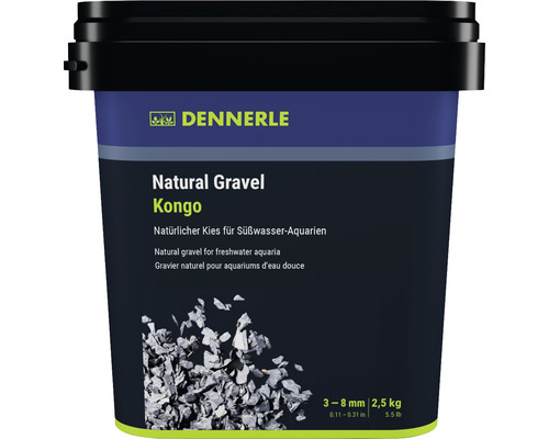 Gravier pour aquarium Natural Gravel Kongo Dennerle 3 - 8 mm noir 2,5 kg Aquascaping