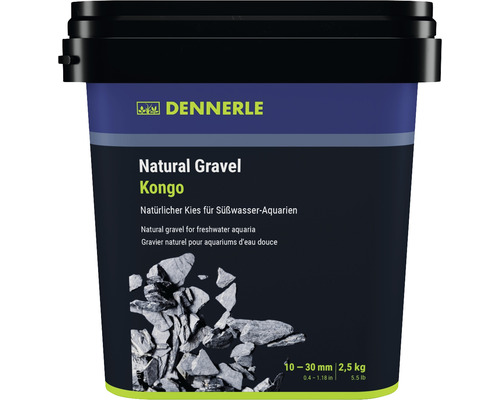 Gravier pour aquarium Natural Gravel Kongo Dennerle 10 - 30 mm noir 2,5 kg Aquascaping
