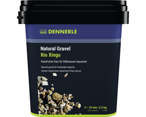 Gravier pour aquarium Natural Gravel Rio X Dennerle 2 - 22 mm marron 2,5 kg Aquascaping