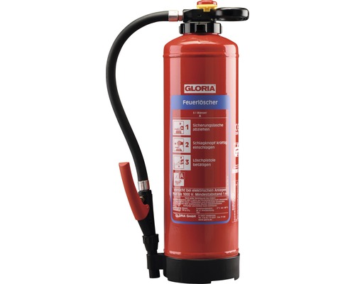 GLORIA Extincteur à poudre PH6PRO 6 kg rechargeable classe d’incendie A 43  A 233 B C avec support mural