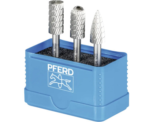 Kit de tiges de fraisage HSS 86 PFERD denture 3 Ø 12 mm tige de Ø 6 mm universelles moyennement fines, 3 pces