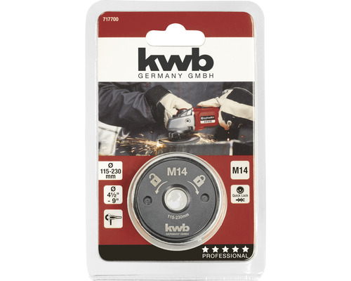Écrou de serrage rapide KWB M14 pour meuleuse d''angle 115 à 230 millimètres