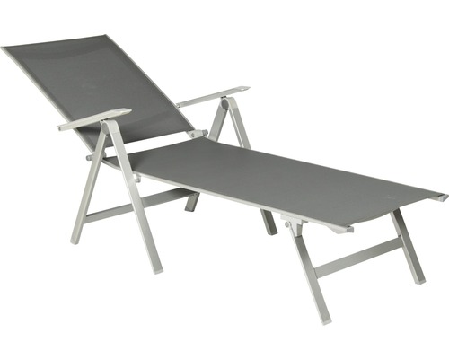Chaise longue de jardin réglable en aluminium et revêtement textile