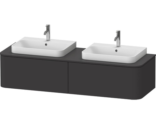 DURAVIT Waschtischunterschrank Happy D.2 Plus wandhängend mit 2 Auszügen für Becken beidseitig 160 x 55 cm graphit supermatt ohne Waschtisch und Konsole HP4946B8080 Doppelwaschtisch mit Unterschrank und zwei Armaturen