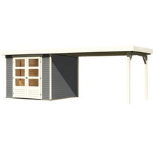 Gartenhaus Karibu Kodiak 3,5 inkl. Anbaudach 2,8 m 528,5 x 262 cm terragrau