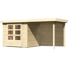 Gartenhaus Karibu Kodiak 3 inkl. Schleppdach 2,4 m und Rückwand 491 x 238 cm natur