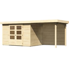 Gartenhaus Karibu Kodiak 4 inkl. Schleppdach 2,4 m und Rückwand 554 x 238 cm natur