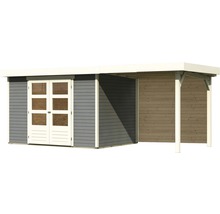 Gartenhaus Karibu Kodiak 4 inkl. Schleppdach 2,4 m und Rückwand 554 x 238 cm terragrau