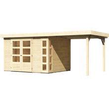 Gartenhaus Karibu Naomi 5 inkl. Anbaudach 2,4 m 554 x 262 cm natur