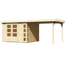 Gartenhaus Karibu Naomi 5 inkl. Anbaudach 2,8 m 591,5 x 262 cm natur