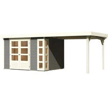 Gartenhaus Karibu Naomi 5 inkl. Anbaudach 2,8 m 591,5 x 262 cm terragrau