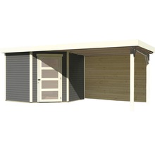 Gartenhaus Karibu Anvik 5 inkl. Anbaudach 2,8 m, Rückwand 503 x 262 cm terragrau