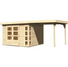 Gartenhaus Karibu Naomi 6 inkl. Anbaudach 2,4 m 558 x 331 cm natur
