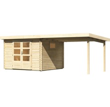 Gartenhaus Karibu Tossens 3 inkl. Anbaudach 3,3 m 616,5 x 333 cm natur