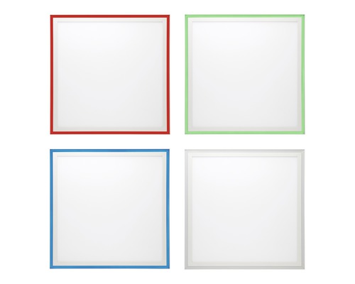 Quatre panneaux LED avec différentes couleurs de cadre