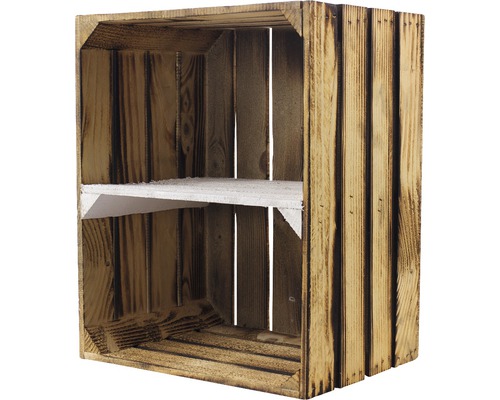 Caisse pour étagère vintage bois blanc look usé avec 1 tablette 50x30x40 cm