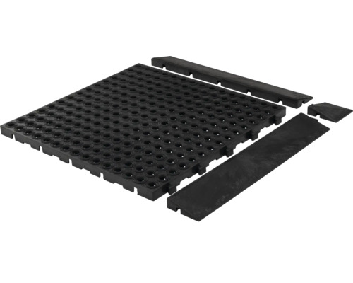 Tapis en caoutchouc avec trous et coins d''approche assortis