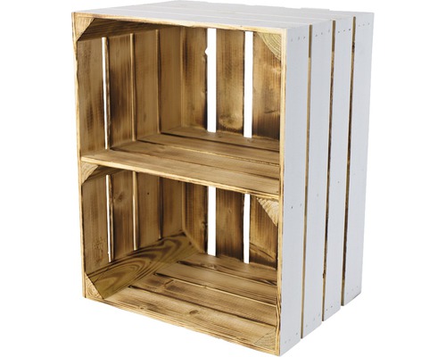 Caisse pour étagère vintage blanc nature avec 1 tablette 68x30x40 cm Caisse en bois avec une étagère