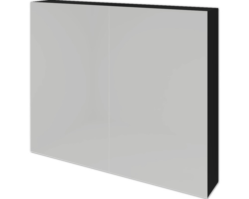 Armoire de toilette Sanox 80 x 12 x 65 cm noir mat 2 portes miroirs doubles